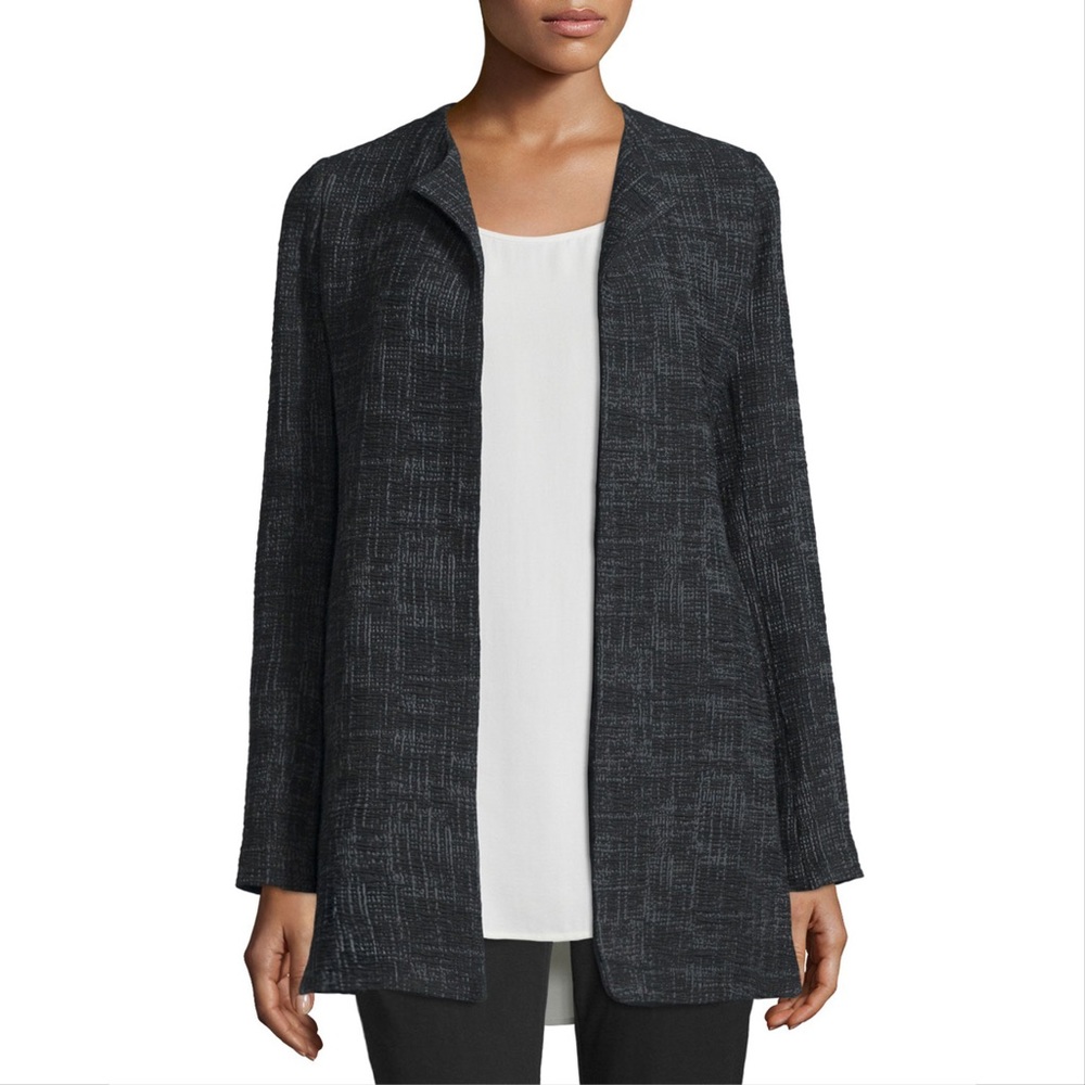 Eileen Fisher Crosshatch Cotton Tencel Jacket L